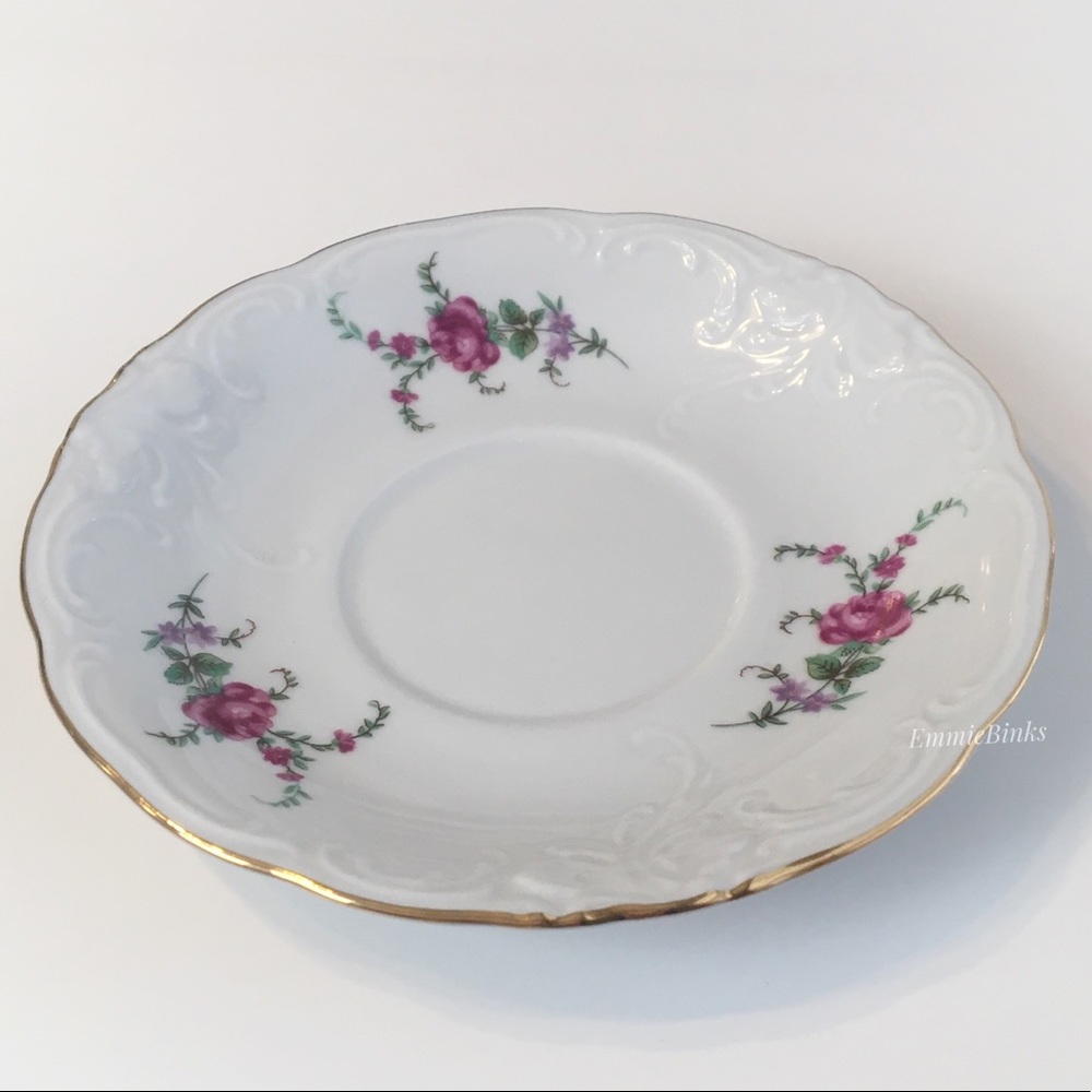 Vintage 1940’s Wawel Fine Porcelain China Poland Rose Garden Gold Trim Cup Set - Picture 13 of 16